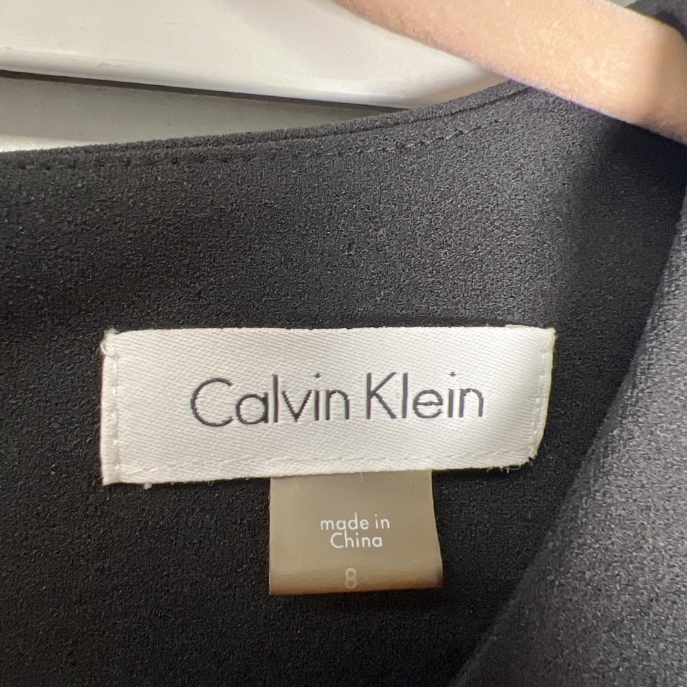 Calvin Klein Asymmetrical Sleeveless Shift Stretch Dress Career Size 8 Black - Picture 2 of 6